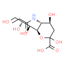 ChemSpider 2D Image | (6R)-3,5-Dideoxy-5-(propionylamino)-6-[(1R,2R)-1,2,3-trihydroxypropyl]-L-threo-hex-2-ulopyranosonic acid | C12H21NO9