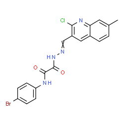 ChemSpider 2D Image | N-(4-Bromophenyl)-2-{2-[(2-chloro-7-methyl-3-quinolinyl)methylene]hydrazino}-2-oxoacetamide | C19H14BrClN4O2