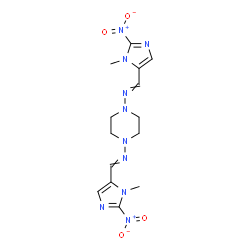 ChemSpider 2D Image | N,N'-1,4-Piperazinediylbis[1-(1-methyl-2-nitro-1H-imidazol-5-yl)methanimine] | C14H18N10O4