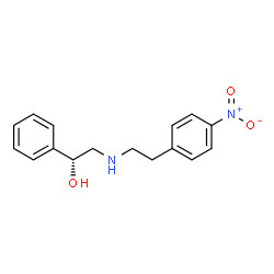 ChemSpider 2D Image | (1R)-2-{[2-(4-Nitrophenyl)ethyl]amino}-1-phenylethanol | C16H18N2O3