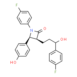 ChemSpider 2D Image | (3S,4S)-1-(4-Fluorophenyl)-3-[3-(4-fluorophenyl)-3-hydroxypropyl]-4-(4-hydroxyphenyl)-2-azetidinone | C24H21F2NO3