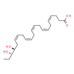 ChemSpider 2D Image | (4Z,7Z,10Z,13Z,16Z,19S,20R)-19,20-Dihydroxy-4,7,10,13,16-docosapentaenoic acid | C22H34O4