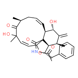 ChemSpider 2D Image | (3S,3aR,4S,6S,6aR,7Z,10S,13Z)-3-Benzyl-6,12-dihydroxy-4,10,12-trimethyl-5-methylene-1,11-dioxo-2,3,3a,4,5,6,6a,9,10,11,12,15-dodecahydro-1H-cycloundeca[d]isoindol-15-yl acetate | C30H37NO6