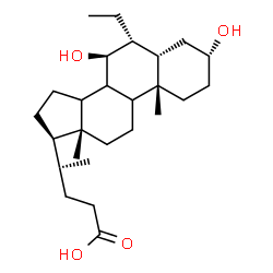 ChemSpider 2D Image | (3alpha,5beta,6alpha,7beta,8xi,9xi,14xi)-6-Ethyl-3,7-dihydroxycholan-24-oic acid | C26H44O4