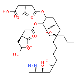 ChemSpider 2D Image | (2R,2'S)-2,2'-{[(5S,9S,11R,16R,18S,19S)-19-Amino-11,16,18-trihydroxy-5,9-dimethyl-6,7-icosanediyl]bis[oxy(2-oxo-2,1-ethanediyl)]}disuccinic acid | C34H59NO15