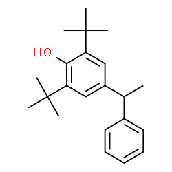 ChemSpider 2D Image | 2,6-Bis(1,1-dimethylethyl)-4-(1-phenylethyl)phenol | C22H30O