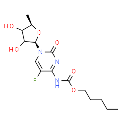 ChemSpider 2D Image | 1-(5-Deoxy-beta-D-glycero-pentofuranosyl)-5-fluoro-4-{[(pentyloxy)carbonyl]amino}-2(1H)-pyrimidinone | C15H22FN3O6