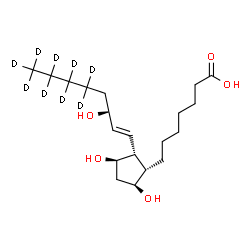 ChemSpider 2D Image | (8beta,9alpha,11alpha,13E,15S)-9,11,15-Trihydroxy(17,17,18,18,19,19,20,20,20-~2~H_9_)prost-13-en-1-oic acid | C20H27D9O5