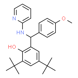 ChemSpider 2D Image | 2-[(4-Methoxyphenyl)(2-pyridinylamino)methyl]-4,6-bis(2-methyl-2-propanyl)phenol | C27H34N2O2