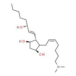 ChemSpider 2D Image | (5Z,8xi,9alpha,11alpha,13E,15S)-1-(Dimethylamino)prosta-5,13-diene-9,11,15-triol | C22H41NO3