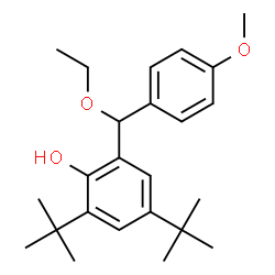ChemSpider 2D Image | 2-[Ethoxy(4-methoxyphenyl)methyl]-4,6-bis(2-methyl-2-propanyl)phenol | C24H34O3
