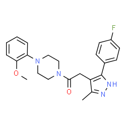 ChemSpider 2D Image | 2-[5-(4-Fluorophenyl)-3-methyl-1H-pyrazol-4-yl]-1-[4-(2-methoxyphenyl)-1-piperazinyl]ethanone | C23H25FN4O2