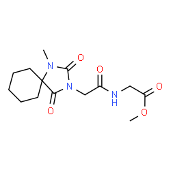 ChemSpider 2D Image | Methyl N-[(1-methyl-2,4-dioxo-1,3-diazaspiro[4.5]dec-3-yl)acetyl]glycinate | C14H21N3O5
