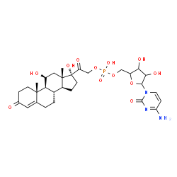 ChemSpider 2D Image | 4-Amino-1-{5-O-[{[(11beta)-11,17-dihydroxy-3,20-dioxopregn-4-en-21-yl]oxy}(hydroxy)phosphoryl]pentofuranosyl}-2(1H)-pyrimidinone | C30H42N3O12P