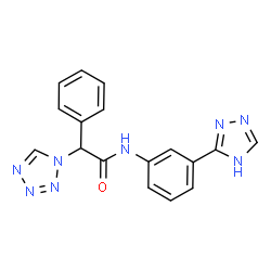 ChemSpider 2D Image | 2-Phenyl-2-(1H-tetrazol-1-yl)-N-[3-(1H-1,2,4-triazol-3-yl)phenyl]acetamide | C17H14N8O