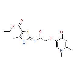 ChemSpider 2D Image | Ethyl 2-({[(1,6-dimethyl-4-oxo-1,4-dihydro-3-pyridinyl)oxy]acetyl}amino)-4-methyl-1,3-thiazole-5-carboxylate | C16H19N3O5S