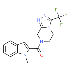 ChemSpider 2D Image | (1-Methyl-1H-indol-2-yl)[3-(trifluoromethyl)-5,6-dihydro[1,2,4]triazolo[4,3-a]pyrazin-7(8H)-yl]methanone | C16H14F3N5O