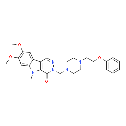 ChemSpider 2D Image | 7,8-Dimethoxy-5-methyl-3-{[4-(2-phenoxyethyl)-1-piperazinyl]methyl}-3,5-dihydro-4H-pyridazino[4,5-b]indol-4-one | C26H31N5O4