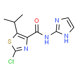 ChemSpider 2D Image | 2-Chloro-N-(1H-imidazol-2-yl)-5-isopropyl-1,3-thiazole-4-carboxamide | C10H11ClN4OS