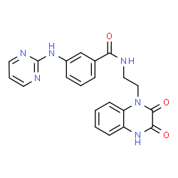 ChemSpider 2D Image | N-[2-(2,3-Dioxo-3,4-dihydro-1(2H)-quinoxalinyl)ethyl]-3-(2-pyrimidinylamino)benzamide | C21H18N6O3
