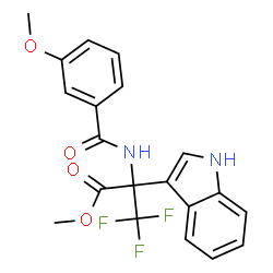 ChemSpider 2D Image | Methyl 3,3,3-trifluoro-2-(1H-indol-3-yl)-2-[(3-methoxybenzoyl)amino]propanoate | C20H17F3N2O4