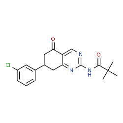 ChemSpider 2D Image | N-[7-(3-Chlorophenyl)-5-oxo-5,6,7,8-tetrahydro-2-quinazolinyl]-2,2-dimethylpropanamide | C19H20ClN3O2