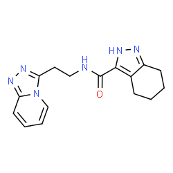ChemSpider 2D Image | N-[2-([1,2,4]Triazolo[4,3-a]pyridin-3-yl)ethyl]-4,5,6,7-tetrahydro-2H-indazole-3-carboxamide | C16H18N6O