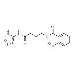 ChemSpider 2D Image | 4-(4-Oxo-3(4H)-quinazolinyl)-N-(1H-1,2,4-triazol-3-yl)butanamide | C14H14N6O2