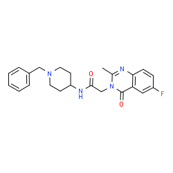 ChemSpider 2D Image | N-(1-Benzyl-4-piperidinyl)-2-(6-fluoro-2-methyl-4-oxo-3(4H)-quinazolinyl)acetamide | C23H25FN4O2
