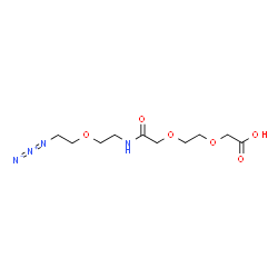 ChemSpider 2D Image | 14-Azido-8-oxo-3,6,12-trioxa-9-azatetradecan-1-oic acid | C10H18N4O6