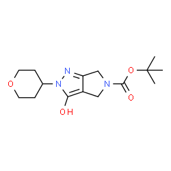 ChemSpider 2D Image | 5-Boc-3-hydroxy-2-(tetrahydropyran-4-yl)-2,4,5,6-tetrahydropyrrolo[3,4-c]pyrazole | C15H23N3O4
