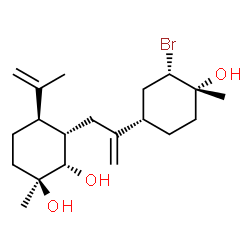 ChemSpider 2D Image | (1S,2S,3S,4R)-3-{2-[(1S,3S,4R)-3-Bromo-4-hydroxy-4-methylcyclohexyl]-2-propen-1-yl}-4-isopropenyl-1-methyl-1,2-cyclohexanediol | C20H33BrO3