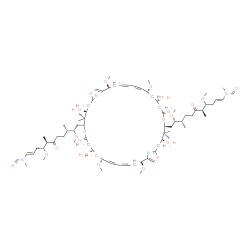 ChemSpider 2D Image | N,N'-{[(3S,5S,9S,11R,12E,14E,17S,23S,29S,31R,32E,34E,37S)-3,9,23,29-Tetrahydroxy-11,17,31,37-tetramethoxy-4,4,24,24-tetramethyl-7,27-dioxo-6,20,26,40-tetraoxa-41,42-diazatricyclo[36.2.1.1~18,21~]dotet
raconta-1(41),12,14,18,21(42),32,34,38-octaene-5,25-diyl]bis[(1E,4R,5R,9S,10S)-4,10-dimethoxy-5,9-dimethyl-6-oxo-1-undecene-11,1-diyl]}bis(N-methylformamide) | C78H124N4O22