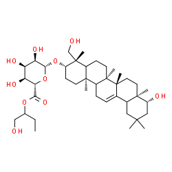 ChemSpider 2D Image | (3beta,5xi,9xi,18xi,22beta)-22,24-Dihydroxyolean-12-en-3-yl 1-hydroxy-2-butanyl beta-D-allopyranosiduronate | C40H66O10
