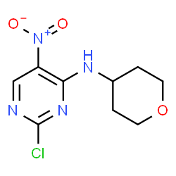 ChemSpider 2D Image | 2-chloro-5-nitro-N-(oxan-4-yl)pyrimidin-4-amine | C9H11ClN4O3