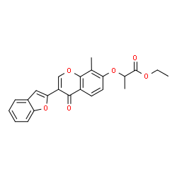 ChemSpider 2D Image | Ethyl 2-{[3-(1-benzofuran-2-yl)-8-methyl-4-oxo-4H-chromen-7-yl]oxy}propanoate | C23H20O6