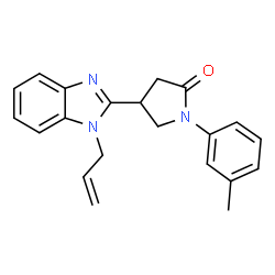 ChemSpider 2D Image | 4-(1-Allyl-1H-benzimidazol-2-yl)-1-(3-methylphenyl)-2-pyrrolidinone | C21H21N3O