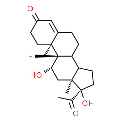 ChemSpider 2D Image | (8xi,11beta,14xi)-9-Fluoro-11,17-dihydroxypregn-4-ene-3,20-dione | C21H29FO4