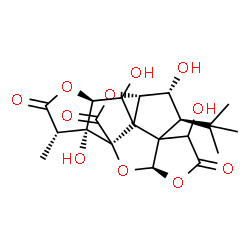 ChemSpider 2D Image | (3R,8S,9R,10S,13S,16S,17R)-6,9,12,17-Tetrahydroxy-16-methyl-8-(2-methyl-2-propanyl)-2,4,14,19-tetraoxahexacyclo[8.7.2.0~1,11~.0~3,7~.0~7,11~.0~13,17~]nonadecane-5,15,18-trione | C20H24O11