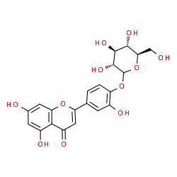 ChemSpider 2D Image | 4-(5,7-Dihydroxy-4-oxo-4H-chromen-2-yl)-2-hydroxyphenyl D-glucopyranoside | C21H20O11