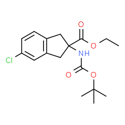 ChemSpider 2D Image | Ethyl 5-chloro-2-({[(2-methyl-2-propanyl)oxy]carbonyl}amino)-2-indanecarboxylate | C17H22ClNO4