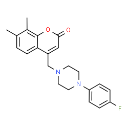 ChemSpider 2D Image | 4-{[4-(4-Fluorophenyl)-1-piperazinyl]methyl}-7,8-dimethyl-2H-chromen-2-one | C22H23FN2O2