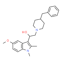 ChemSpider 2D Image | 2-(4-Benzyl-1-piperidinyl)-1-(5-methoxy-1,2-dimethyl-1H-indol-3-yl)ethanol | C25H32N2O2