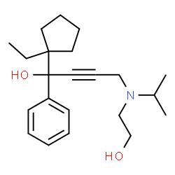 ChemSpider 2D Image | 1-(1-Ethylcyclopentyl)-4-[(2-hydroxyethyl)(isopropyl)amino]-1-phenyl-2-butyn-1-ol | C22H33NO2