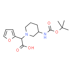 ChemSpider 2D Image | 2-(3-((tert-Butoxycarbonyl)amino)piperidin-1-yl)-2-(furan-2-yl)acetic acid | C16H24N2O5