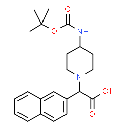 ChemSpider 2D Image | 2-(4-((tert-Butoxycarbonyl)amino)piperidin-1-yl)-2-(naphthalen-2-yl)acetic acid | C22H28N2O4