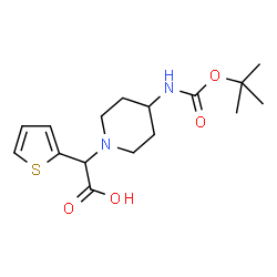 ChemSpider 2D Image | 2-(4-((tert-Butoxycarbonyl)amino)piperidin-1-yl)-2-(thiophen-2-yl)acetic acid | C16H24N2O4S
