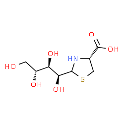 ChemSpider 2D Image | (4R)-2-[(1S,2R,3R)-1,2,3,4-Tetrahydroxybutyl]-1,3-thiazolidine-4-carboxylic acid | C8H15NO6S