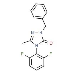 ChemSpider 2D Image | 2-Benzyl-4-(2,6-difluorophenyl)-5-methyl-2,4-dihydro-3H-1,2,4-triazol-3-one | C16H13F2N3O