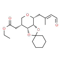 ChemSpider 2D Image | (1R)-1,5-Anhydro-2,3-O-1,1-cyclohexanediyl-4-deoxy-4-(2-ethoxy-2-oxoethyl)-1-[(2E)-2-methyl-4-oxo-2-buten-1-yl]-D-ribitol | C20H30O6
